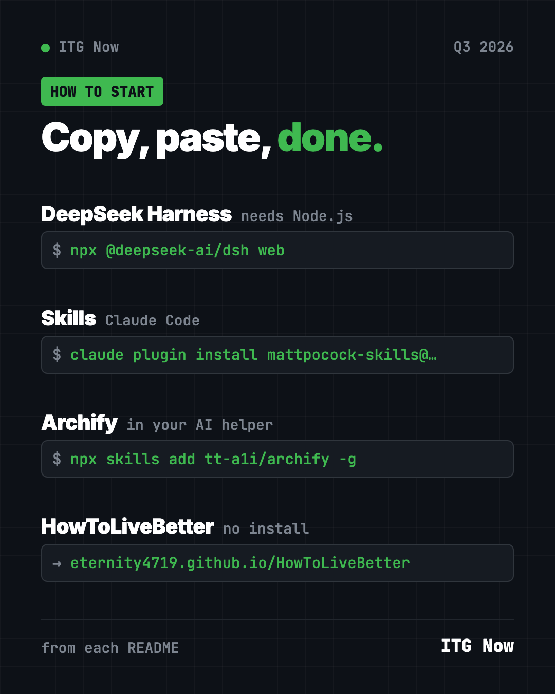 Copy, paste, done: the setup for each of the best GitHub repos Q3 2026 brought, from DeepSeek Harness to HowToLiveBetter